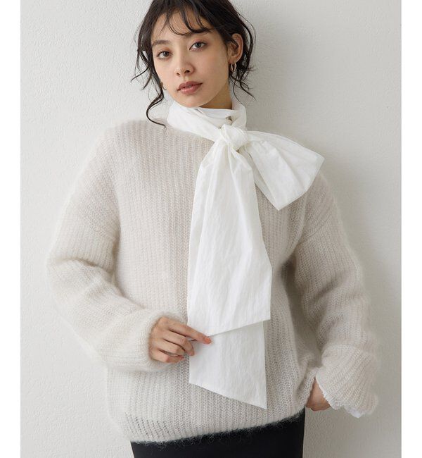  「ラメモヘヤニットプルオーバー」|ニット・セーター|オフホワイト
