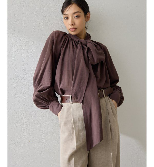  「製品染めボウブラウス」|シャツ・ブラウス|ブラウン