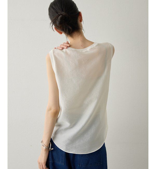 Drawing Numbers「【Drawing Numbers】シャイニーシースルーノースリーブブラウス」|シャツ・ブラウス|