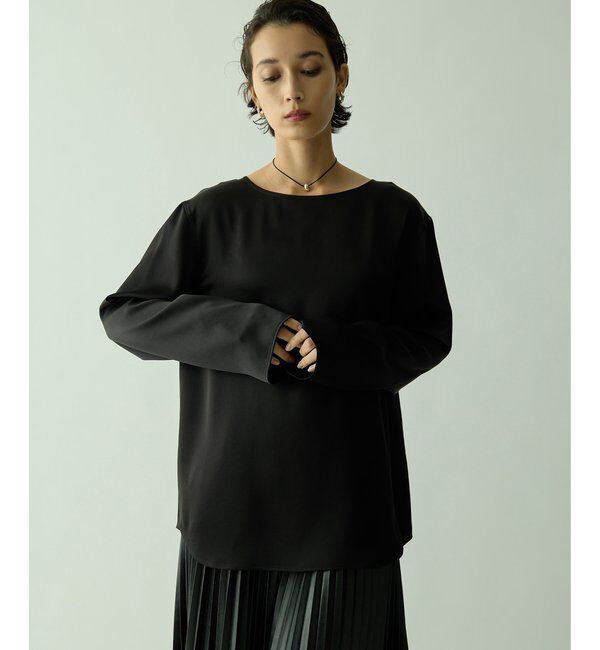 Drawing Numbers「【Drawing Numbers】サテンボートブラウス」|シャツ・ブラウス|ブラック