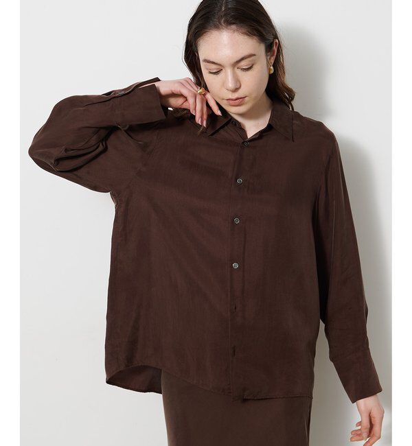  「キュプラフィブリルシャツ」|シャツ・ブラウス|ブラウン