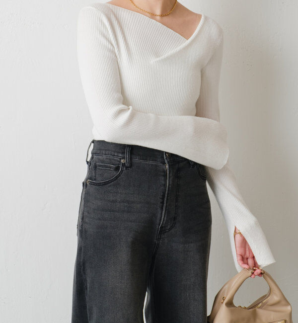  「デザインネックリブニット」|ニット・セーター|