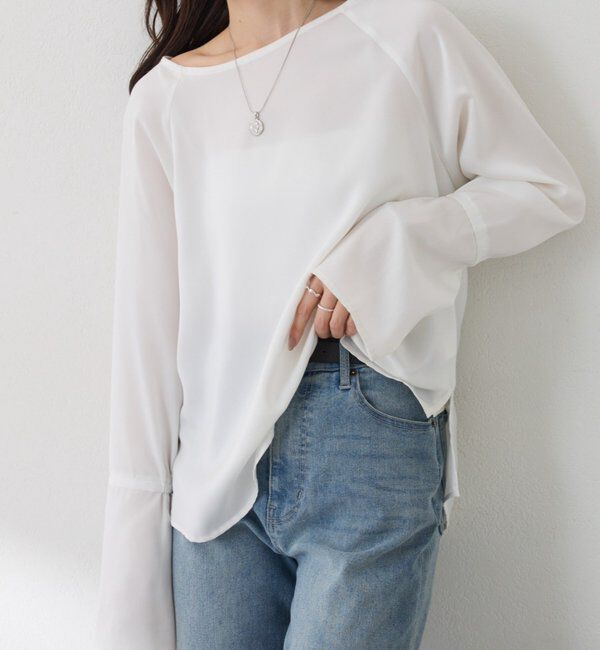  「袖フレアサテンブラウス」|シャツ・ブラウス|