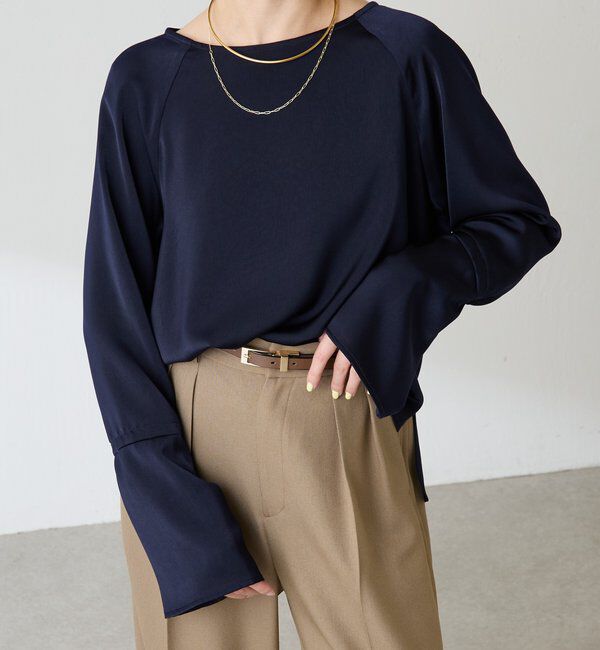  「袖フレアサテンブラウス」|シャツ・ブラウス|