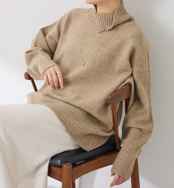  「ウール混スリットタートルニット」|ニット・セーター|