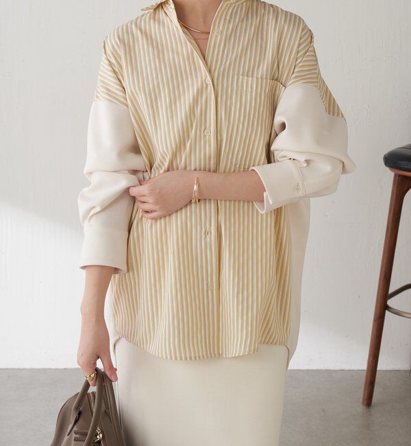  「【冬から着れる】ポンチドッキングシャツ」|シャツ・ブラウス|