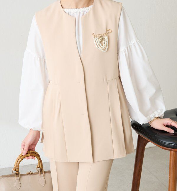  「【お尻周りカバー】ツイルプリーツジレ/セットアップ/セレモニー」|ベスト・ジレ|