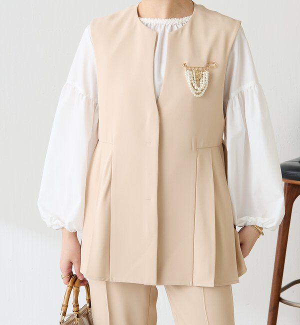  「【お尻周りカバー】ツイルプリーツジレ/セットアップ/セレモニー」|ベスト・ジレ|