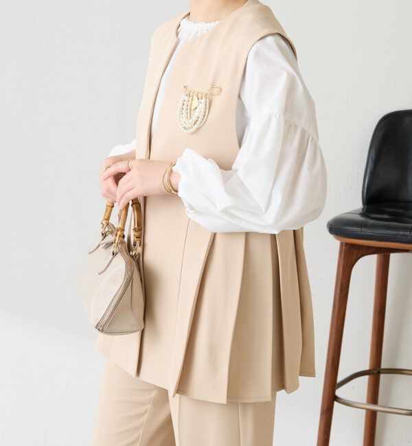  「【お尻周りカバー】ツイルプリーツジレ/セットアップ/セレモニー」|ベスト・ジレ|