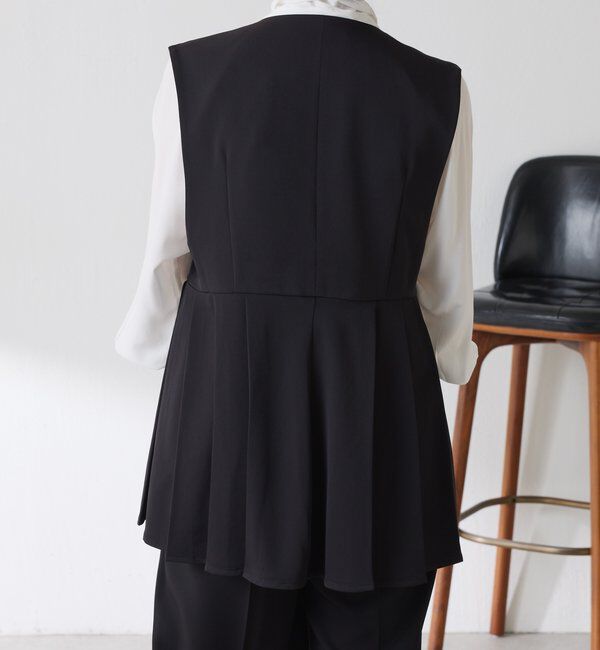  「【お尻周りカバー】ツイルプリーツジレ/セットアップ/セレモニー」|ベスト・ジレ|