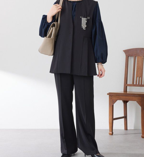  「【お尻周りカバー】ツイルプリーツジレ/セットアップ/セレモニー」|ベスト・ジレ|