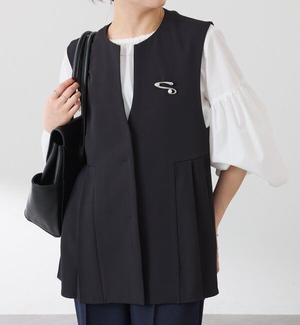 「【お尻周りカバー】ツイルプリーツジレ/セットアップ/セレモニー」|ベスト・ジレ|