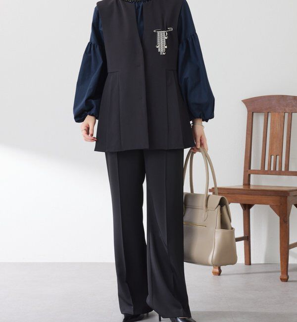  「【お尻周りカバー】ツイルプリーツジレ/セットアップ/セレモニー」|ベスト・ジレ|