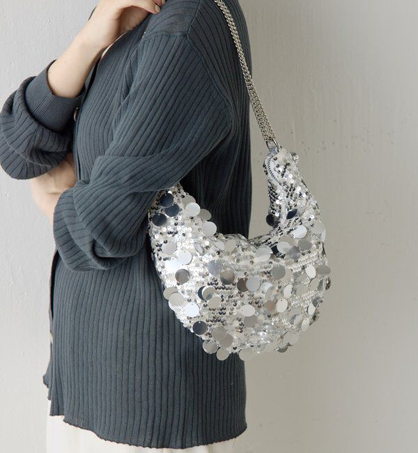  「【PAPILLONNER/パピヨネ】ドットスパンコールバッグ」|トートバッグ|シルバー