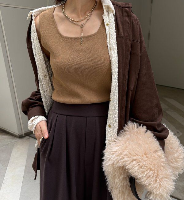  「スクエアニットタンク」|ニット・セーター|サンドベージュ