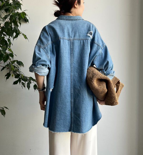  「【新色追加】ダメージデニムシャツ」|シャツ・ブラウス|