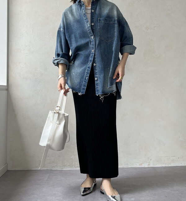  「【新色追加】ダメージデニムシャツ」|シャツ・ブラウス|