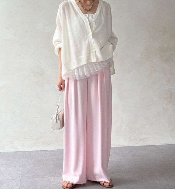  「【累計販売数3万枚突破/21色4サイズ展開！】タックワイドパンツ」|チノ|