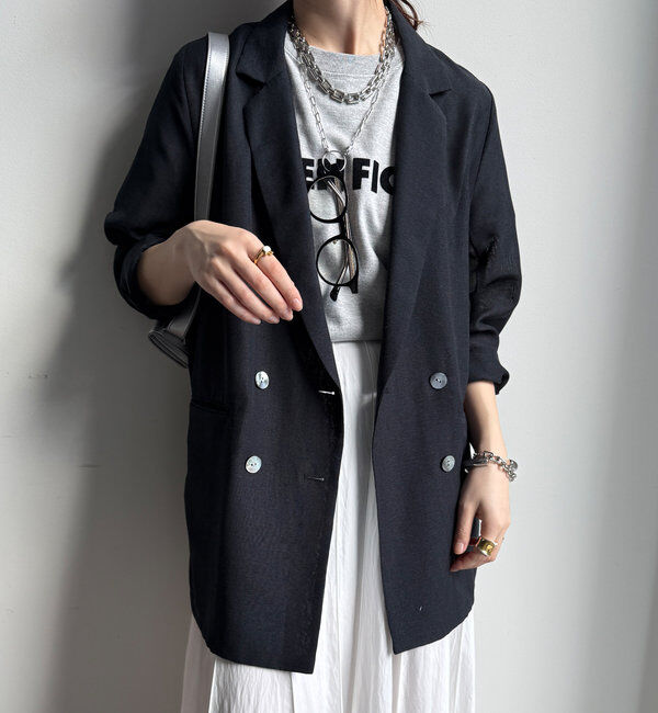  「【ウォッシャブル】シアーダブルジャケット」|テーラードジャケット|