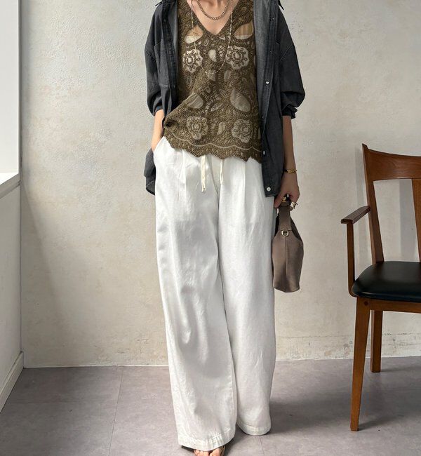  「刺繍前後2WAYレースタンク」|シャツ・ブラウス|