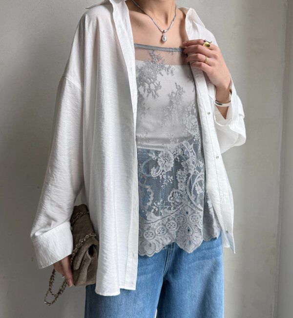  「【新色追加】スカラレースキャミ」|シャツ・ブラウス|グレー