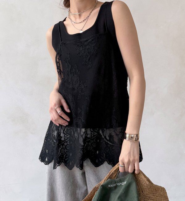  「【新色追加】スカラレースキャミ」|シャツ・ブラウス|