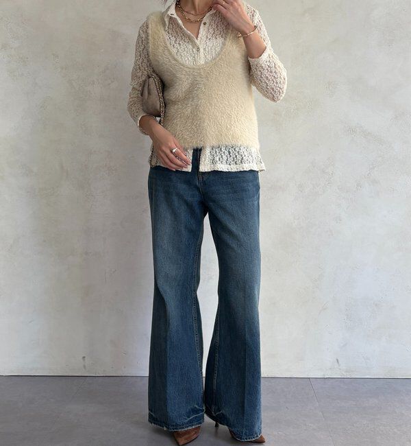  「前後2WAYシャギーニットタンクベスト」|ニット・セーター|