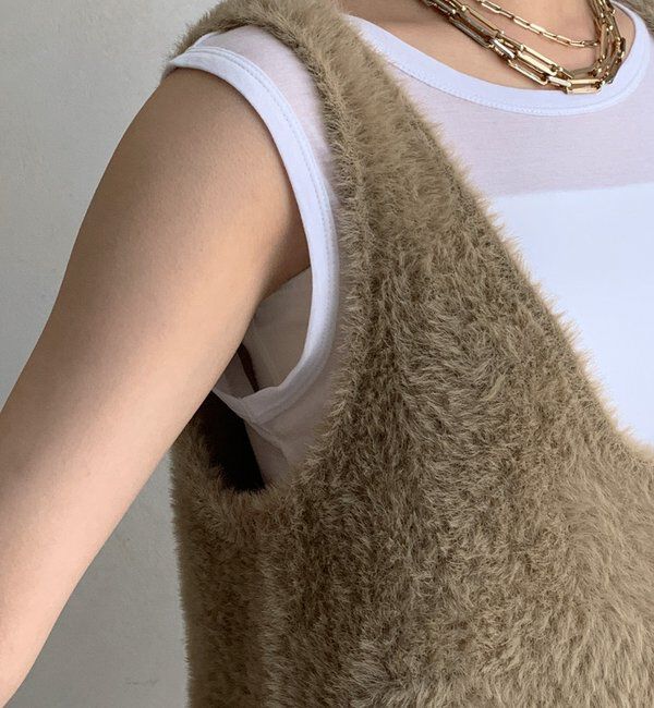  「前後2WAYシャギーニットタンクベスト」|ニット・セーター|