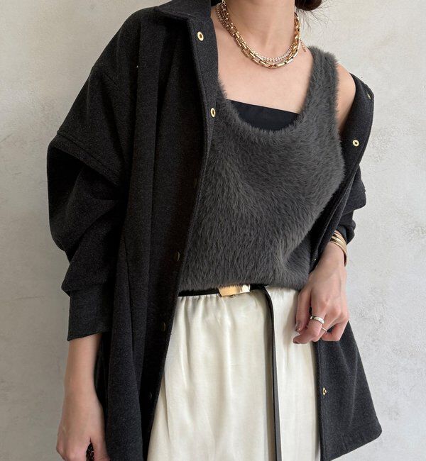  「前後2WAYシャギーニットタンクベスト」|ニット・セーター|グレー