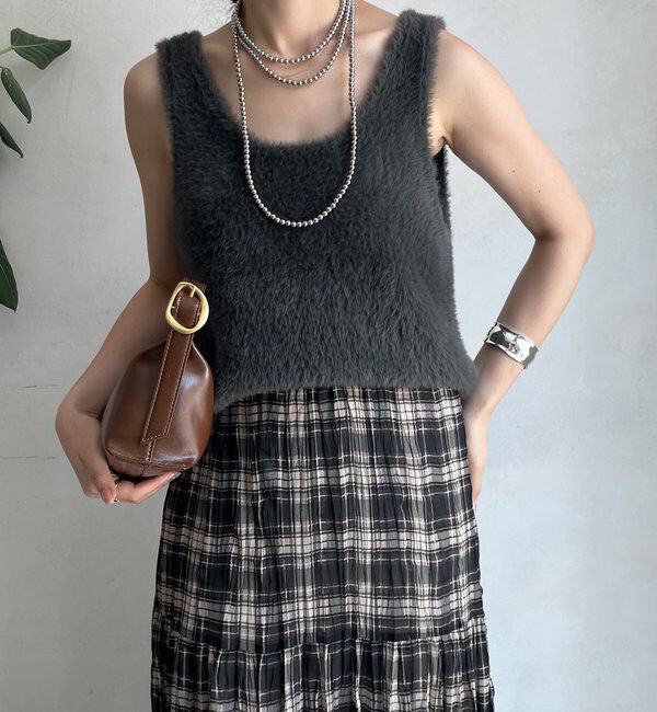  「前後2WAYシャギーニットタンクベスト」|ニット・セーター|