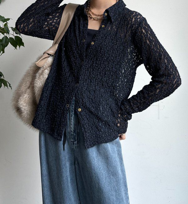  「ラメシアーレースシャツ」|シャツ・ブラウス|