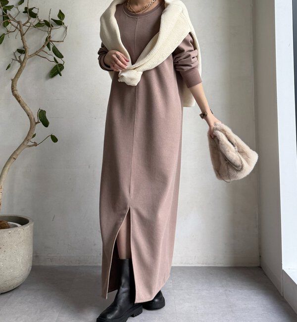  「ブークレーダンボールロングスリーブワンピース」|ワンピース|