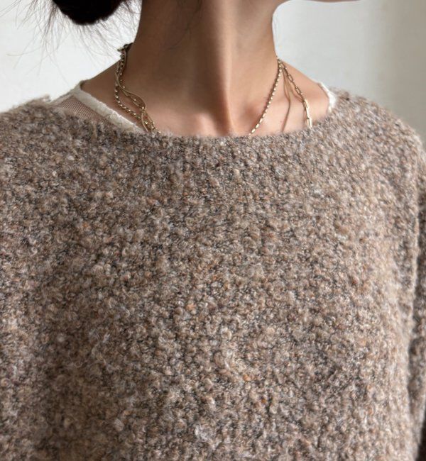  「MIXヤーンボートネックプルオーバー」|ニット・セーター|