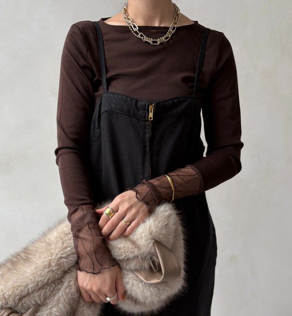  「レースチュール切替シアーTEE」|Tシャツ・カットソー|