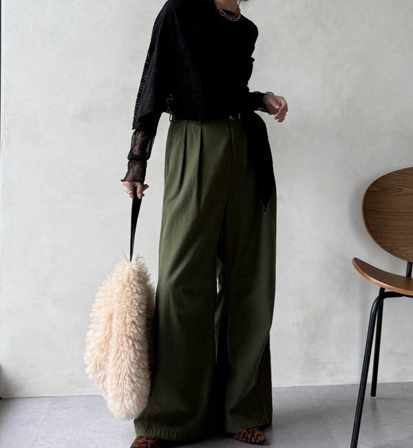  「レースチュール切替シアーTEE」|Tシャツ・カットソー|