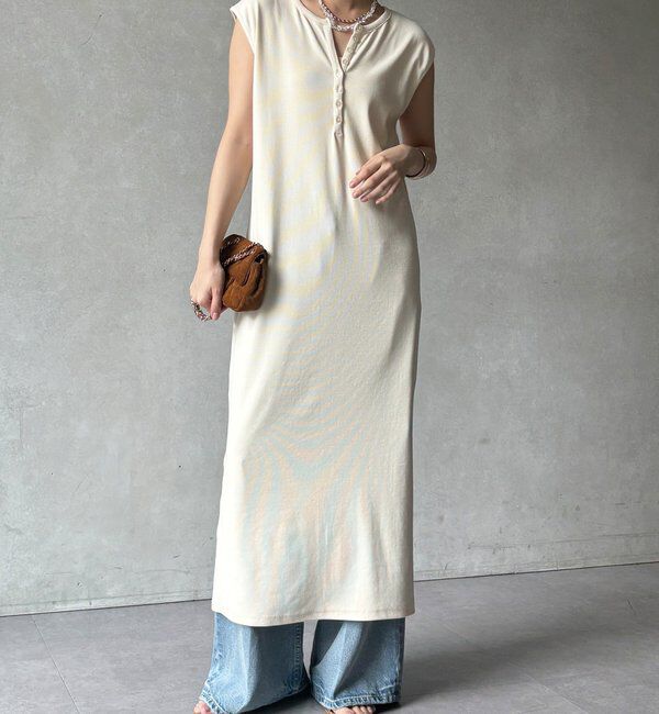  「【WEB限定】テレコヘンリーネックワンピース」|ワンピース|