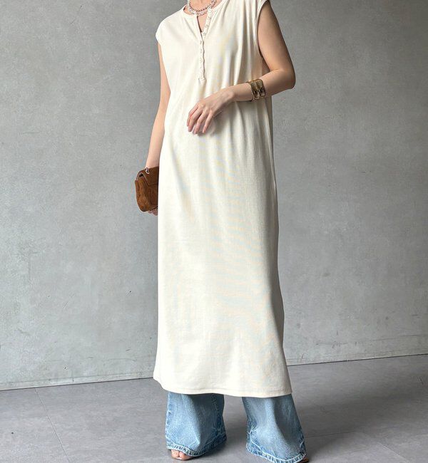  「【WEB限定】テレコヘンリーネックワンピース」|ワンピース|