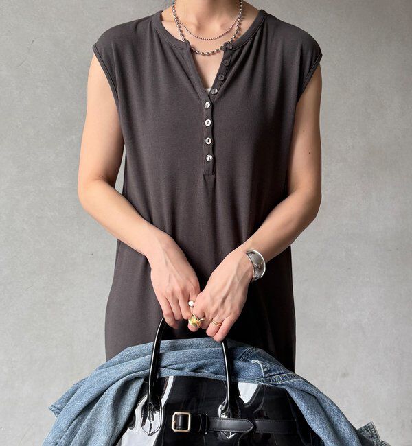  「【WEB限定】テレコヘンリーネックワンピース」|ワンピース|