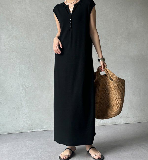  「【WEB限定】テレコヘンリーネックワンピース」|ワンピース|