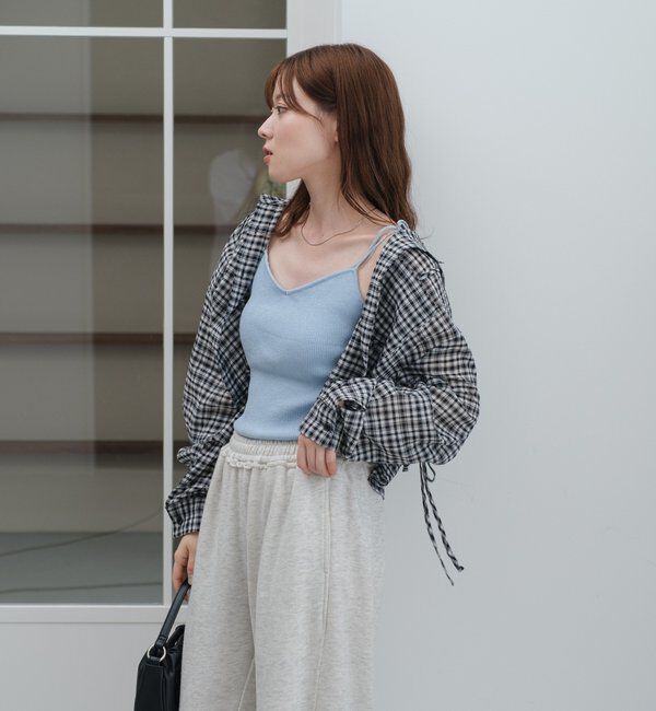  「【新色追加/S.Mサイズ展開】チェックギャザーシャツ」|シャツ・ブラウス|