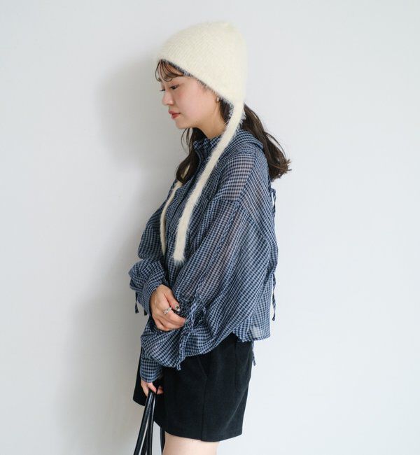  「【新色追加/S.Mサイズ展開】チェックギャザーシャツ」|シャツ・ブラウス|