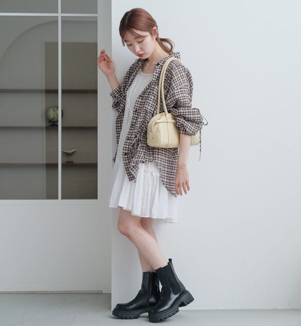  「【新色追加/S.Mサイズ展開】チェックギャザーシャツ」|シャツ・ブラウス|
