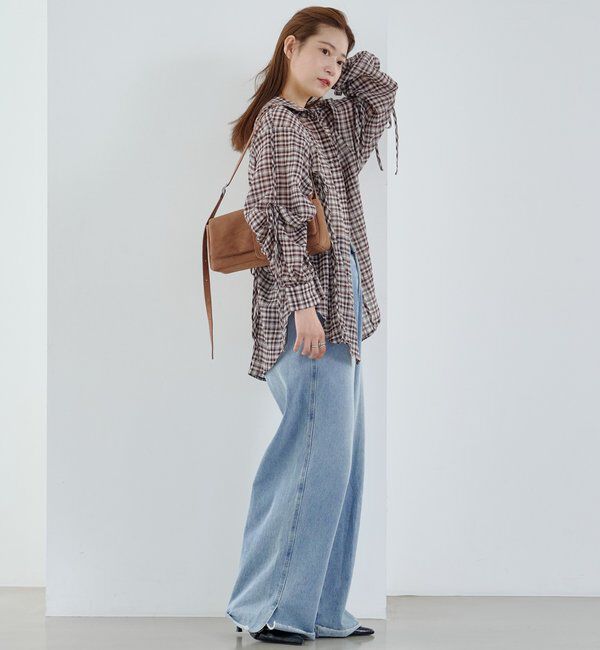  「【新色追加/S.Mサイズ展開】チェックギャザーシャツ」|シャツ・ブラウス|