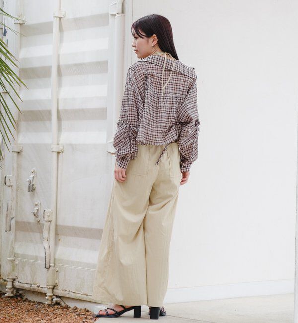  「【新色追加/S.Mサイズ展開】チェックギャザーシャツ」|シャツ・ブラウス|