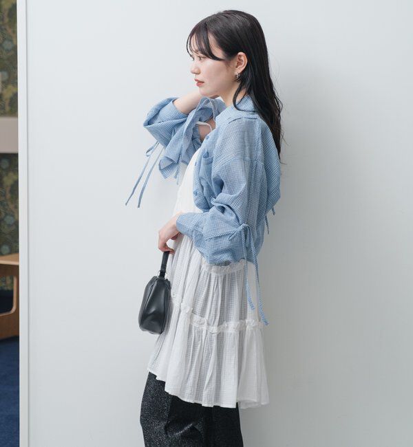  「【新色追加/S.Mサイズ展開】チェックギャザーシャツ」|シャツ・ブラウス|