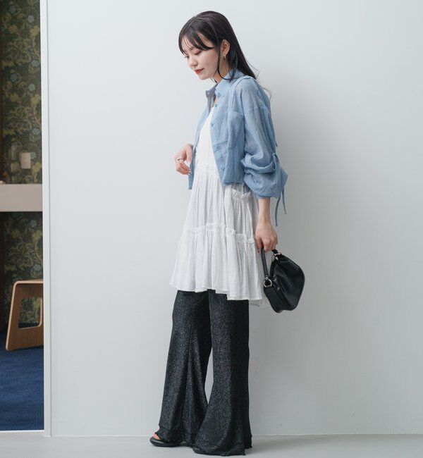  「【新色追加/S.Mサイズ展開】チェックギャザーシャツ」|シャツ・ブラウス|