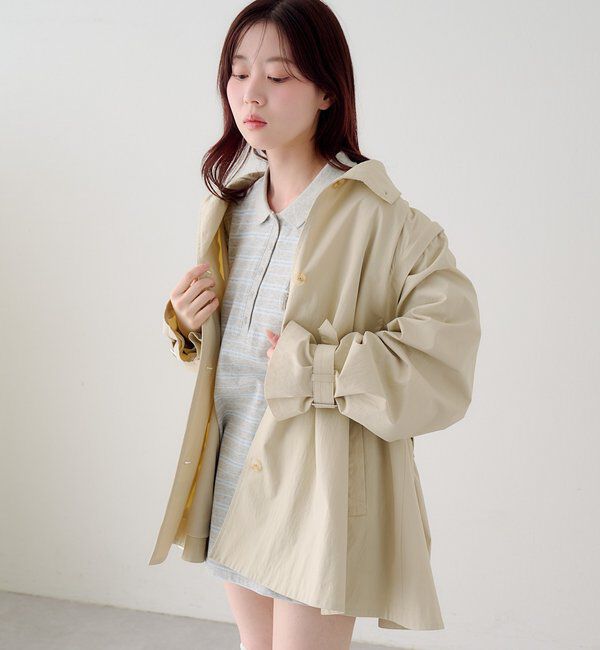  「レース付きフレアトレンチコート」|トレンチコート|