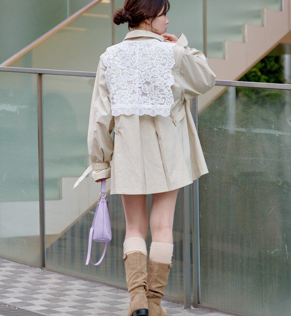  「レース付きフレアトレンチコート」|トレンチコート|