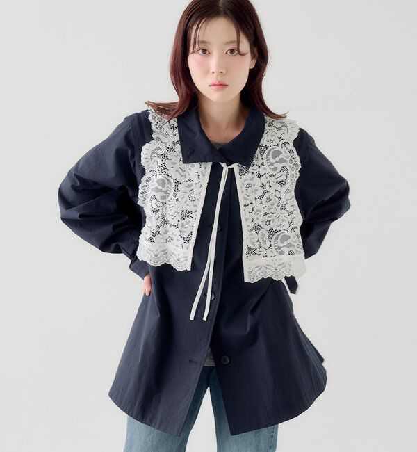  「レース付きフレアトレンチコート」|トレンチコート|