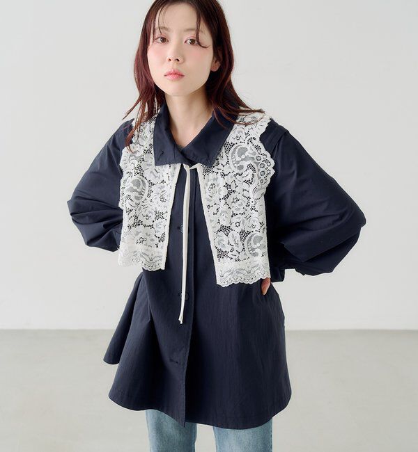  「レース付きフレアトレンチコート」|トレンチコート|